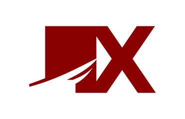 Obraz premium LX Red Negative Space square Swoosh Letter Logo 