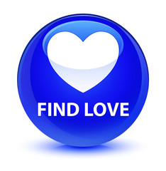 Find love glassy blue round button