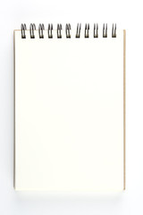 blank spiral notebook  on white background
