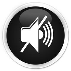 Mute volume icon premium black round button