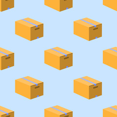 box carton seamless pattern on blue background. Flat design Vector Illustration