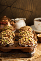 Healthy pumpkin muffins with seeds