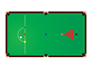 Vector illustration of green snooker table on a white background