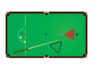 Vector illustration of green snooker table on a white background