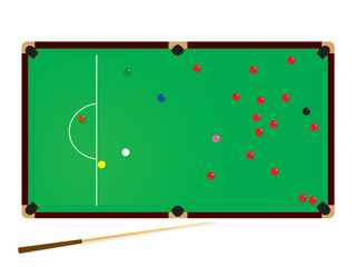 Vector illustration of green snooker table on a white background - obrazy, fototapety, plakaty