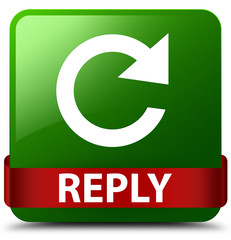 Reply (rotate arrow icon) green square button red ribbon in middle