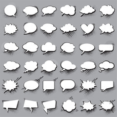 set of comic speech line bubbles White and black. Vector image, illustration - 169765283