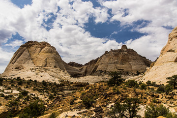 Puffy Clouds Over the Sandstone Buttes in Capital Reef National Park