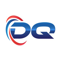 initial letter logo swoosh red blue