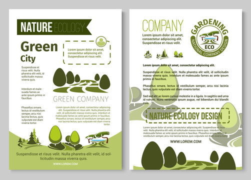 Vector brochure for nature eco gardening