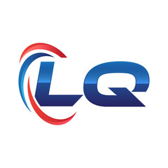 initial letter logo swoosh red blue