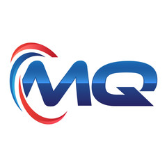 initial letter logo swoosh red blue