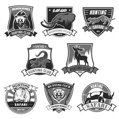 Hunting club safari hunt open season vector icons
