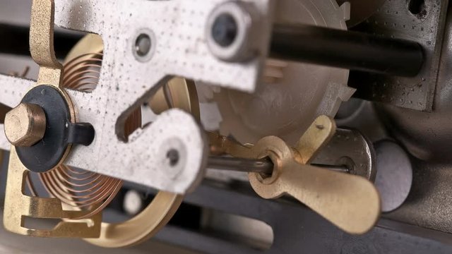 Work of clock mechanisms shot close-up