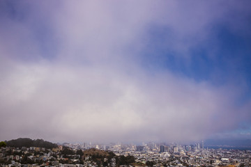 Foggy view of San Francisco from Twin Peaks