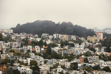 Obraz premium Foggy view of San Francisco from Twin Peaks