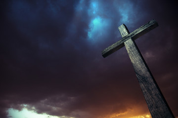 Dramatic sky and a cross