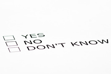 yes, no, don't know check list
