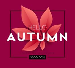 Fashionable modern autumn background with bright autumn leaves for design of posters, flyers, banners. Vector illustration