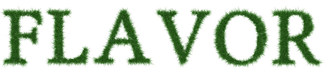 Flavor - 3D rendering fresh Grass letters isolated on whhite background.