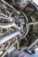 Detailed exposure of a turbo jet engine