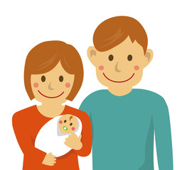 Family illustration (image) / with baby / from the waist up 