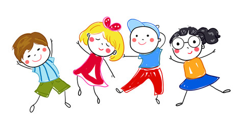 Group of jumping children