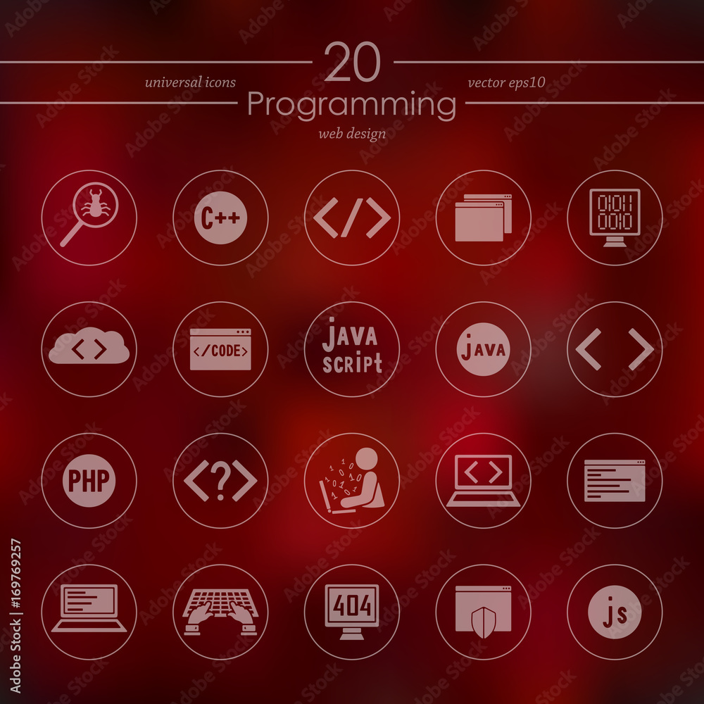 Poster set of programming icons