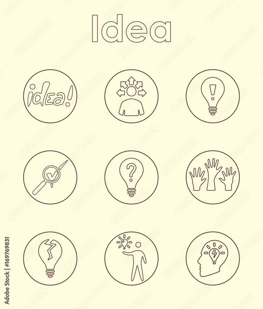 Sticker set of idea simple icons