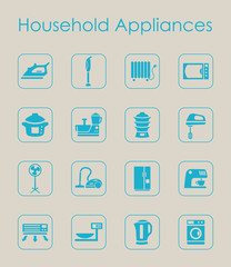Set of household appliances simple icons