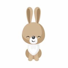 The image of cute little rabbit in cartoon style. Vector children’s illustration. 