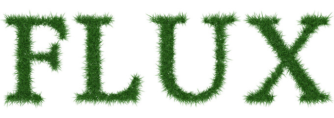 Flux - 3D rendering fresh Grass letters isolated on whhite background.