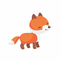 The image of cute little fox in cartoon style. Vector children’s illustration. 