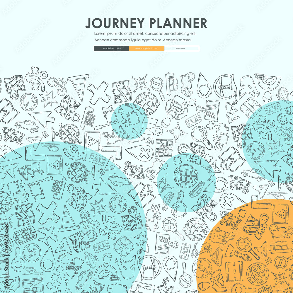 Poster navigation doodle website template design