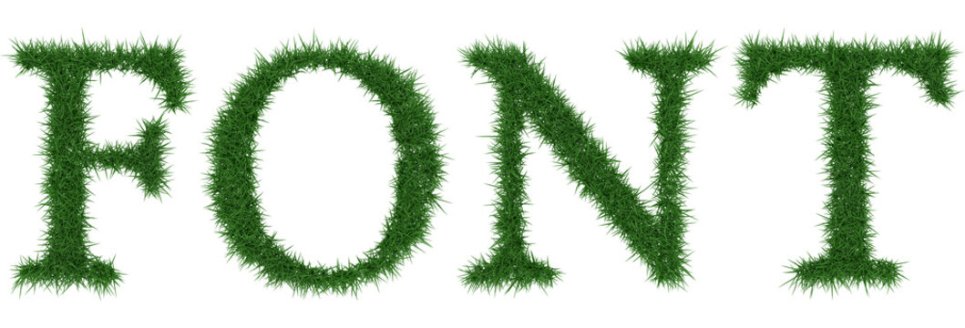 Font - 3D rendering fresh Grass letters isolated on whhite background.