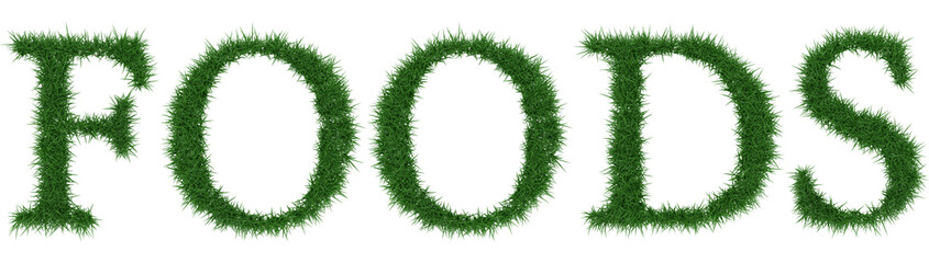 Foods - 3D rendering fresh Grass letters isolated on whhite background.