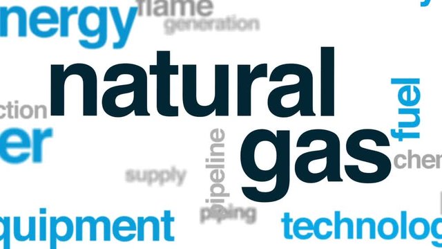Natural gas animated word cloud, text design animation.
