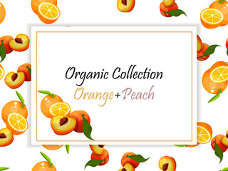Colorful vintage Peach label poster vector illustration