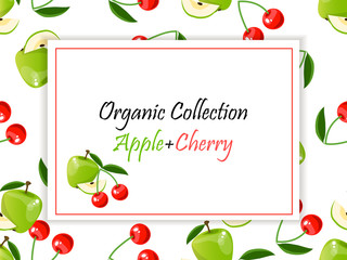 Vector square cherry and apple label