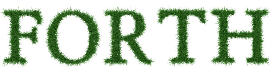 Forth - 3D rendering fresh Grass letters isolated on whhite background.