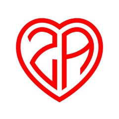 initial letters logo za red monogram heart love shape
