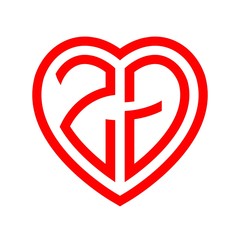 Obraz premium initial letters logo zg red monogram heart love shape