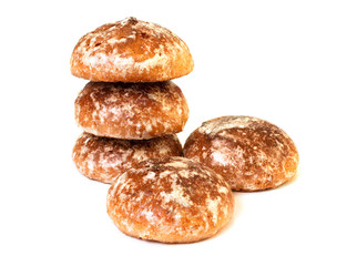 Sweet gingerbreads on white background