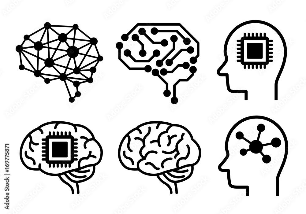 Poster ai (artificial intelligence) icon set.