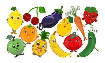 Funny fruits, vegetables and berries