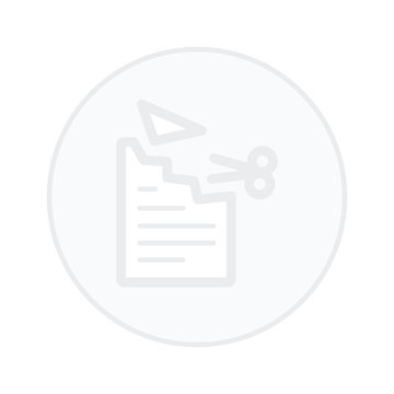 office paper and scissors  white button icon