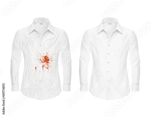 Set Of Vector Ilrations A White Shirt With Red Stain From Set Of Vector Ilrations A White Shirt With Red Stain From Ketchup Blood