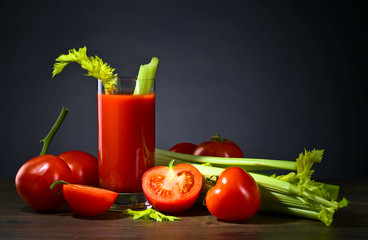 Tomato juice with celery sticks