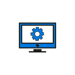 doodle gear symbol on computer desktop