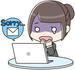 お祈りメールを受け取ってショックを受ける女性